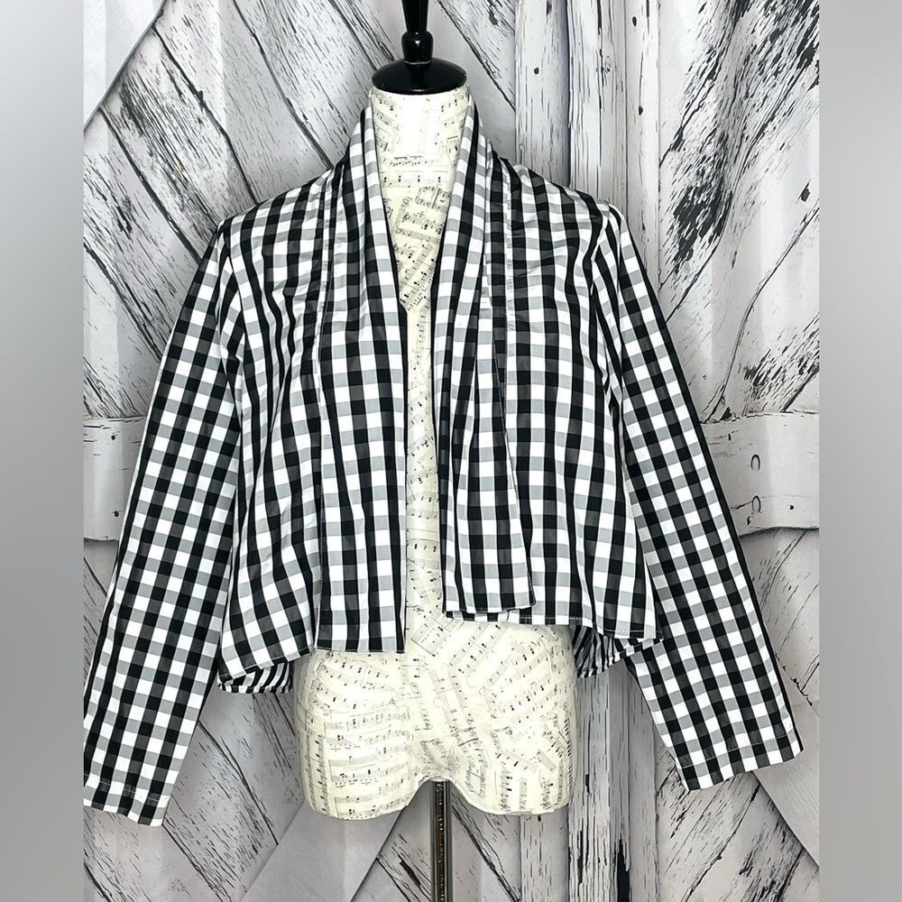 Sun Kim Cropped Gingham Swing Jacket Size S